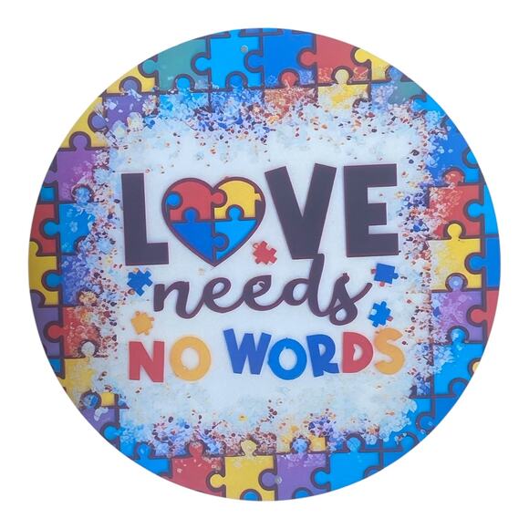 Love Needs No Words Wreath Sign & Ribbon Bundle – Autism Awareness Decor Kit - Picture 6 of 8